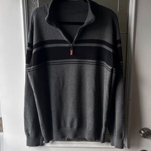 Amazon Men's Charcoal and Black Zip-Up Sweater